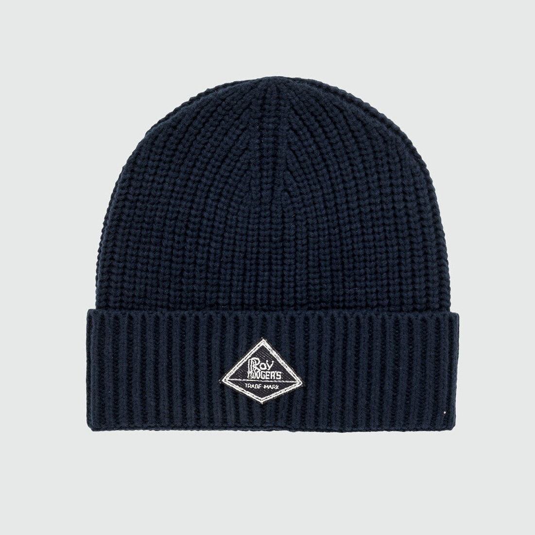 Cappello Lana Blu Scuro Roy Roger's  Beanie con Patch Frontale Berretto Misto Lana Unisex Blue Navy art. RRX943C919XXXX