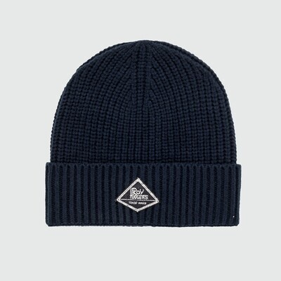 Cappello Lana Blu Scuro Roy Roger's  Beanie con Patch Frontale Berretto Misto Lana Unisex Blue Navy art. RRX943C919XXXX