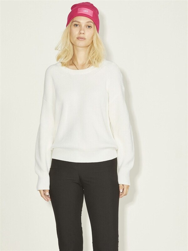 Pullover in Cotone Bianco Latte tinta Unita  Snow White donna girocollo maglia donna 100% Cotone tinta unita JJXX JXMILA  art. 12200267