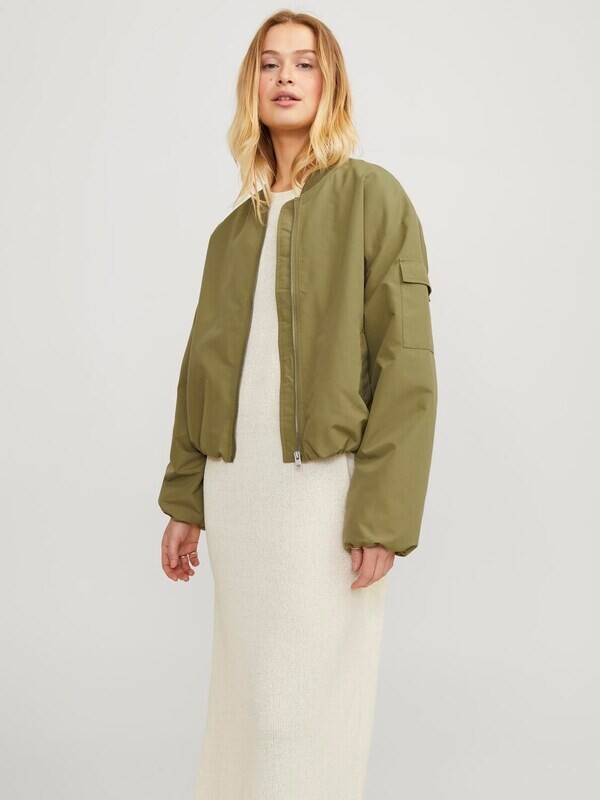 Giubbino Bomber Oliva Verde Militare Aloe Donna Giacca Sfoderata Collo baseball  in Tessuto Tecnico JJXX JXLEILA GIUBBOTTO BOMBER art. 12253330