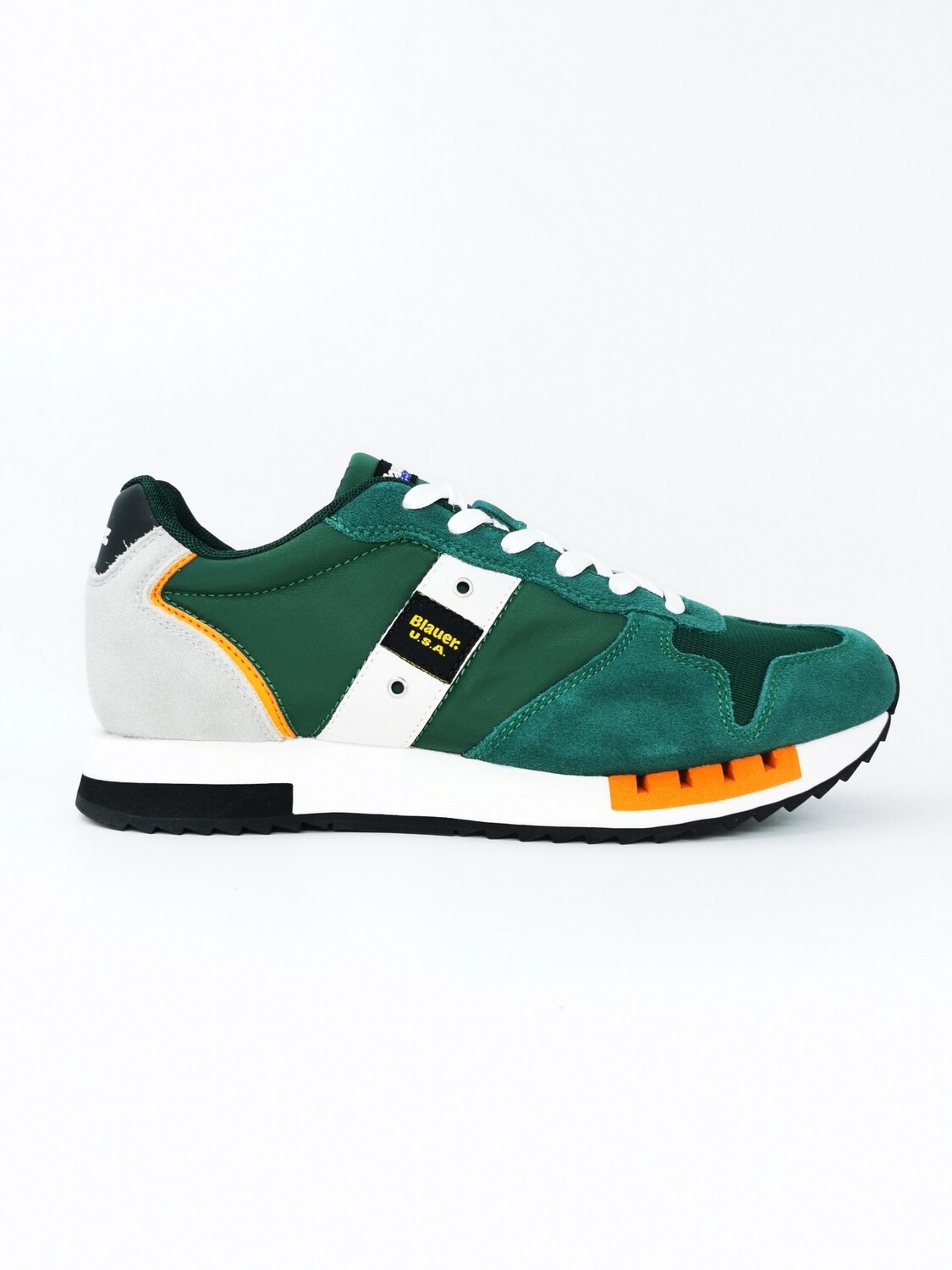 Blauer Sneakers Verdi Uomo Queen Camoscio tela Nylon sneakers running scarpe Verde Grigio arancio Green art. S4QUEENS01/MES GRE/BLK