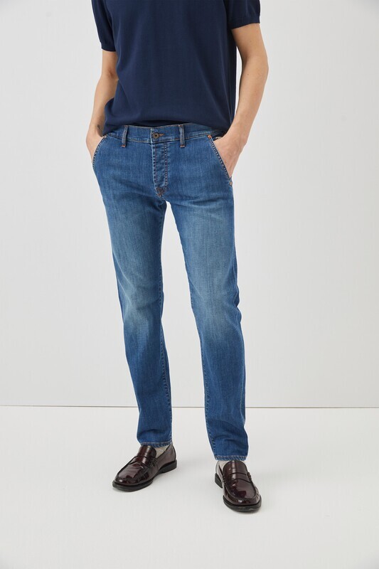 Jeans Uomo Tasche america Lavaggio Medio Tela Leggera Roy Roger's Elias Paul filotasca  Denim Slim Fit art. RRU006D596A048 C0999
