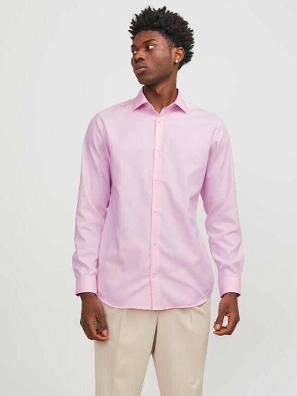 Camicia Rosa Uomo classica Cotone 100% Pink Pastello slim fit Maniche Lunghe  Twill  Jack & Jones  JPRBLAPARKER Shirt  art. 12227385