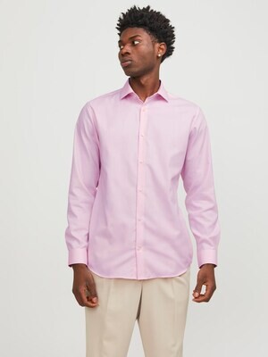 Camicia Rosa Uomo classica Cotone 100% Pink Pastello slim fit Maniche Lunghe Twill Jack & Jones JPRBLAPARKER Shirt art. 12227385
