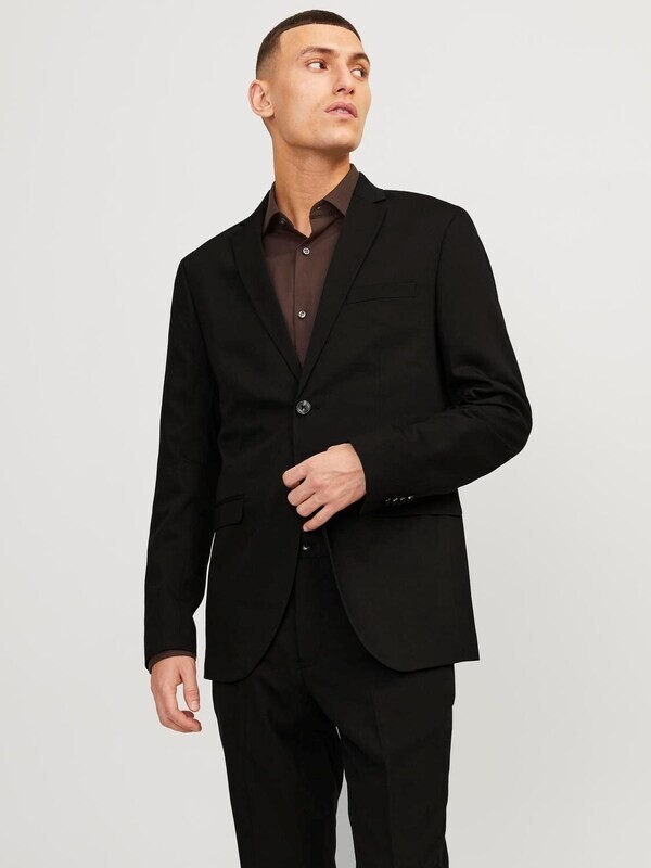 Giacca Nera elegante uomo Slim fit Abito Monopetto  Chino Viscosa Jack&Jones JPRFRANCO BLAZER neri black art. 12199891