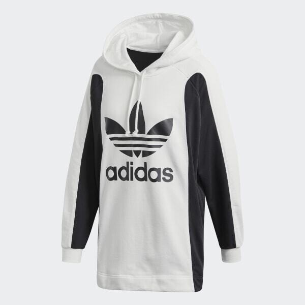 Felpa Adidas Bicolore Bianco Nero Con Cappuccio unisex Hoodie Bellista Cotone art. FL4127