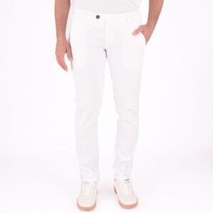 Pantaloni  Bianchi chino Uomo Bianco Tasche america Gabardina cotone estivo Pantalone estivo  Roy Roger's New Rolf White Slim Fit art. RRU013C9250112.C0014