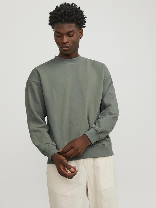 Felpa Oversize Verde Agave Girocollo Loose fit Cotone French Terry Crew Neck Verde chiaro Green  Jack&Jones JCOCOLLECTIVE CREW NECK art. 12251330