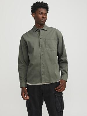 Camicia Giacca Verde Agave in cotone Twill Loose fit Cotone Relax Verde chiaro Green Jack&Jones JCOCOLLECTIVE JCOCOLLECTIVE ZAC OVERSHIRT art. 12251289