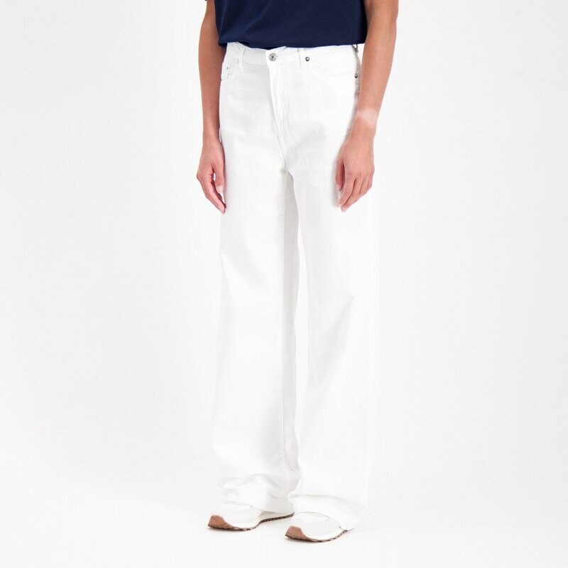 Pantalone Palazzo Bianco in Cotone denim donna Roy Roger's Marta tela Leggera Denim Latte white optic MilkFlare fit vita alta art. RND091P4352716 C0069 Pantalone Palazzo Bianco in Cotone denim donna Roy Roger's Marta tela Leggera Denim Latte white optic MilkFlare fit vita alta art. RND091P4352716 C0069