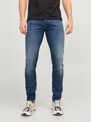 Jeans Stretto Slim fit Uomo Lavaggio scuro stone wash 5 tasche Vita media Jack&Jones JJIGLENN JJFOX 50SPS CB 036 art. 12250486