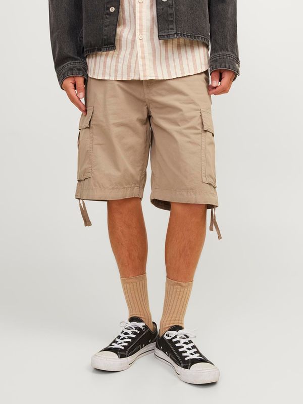 Bermuda Cargo Beige chiaro uomo Loose Fit Pantaloncini Sabbia con tasconi Vita Alta Cotone Jack&Jones JPSTCOLE TUCKER CARGO art. 12253122