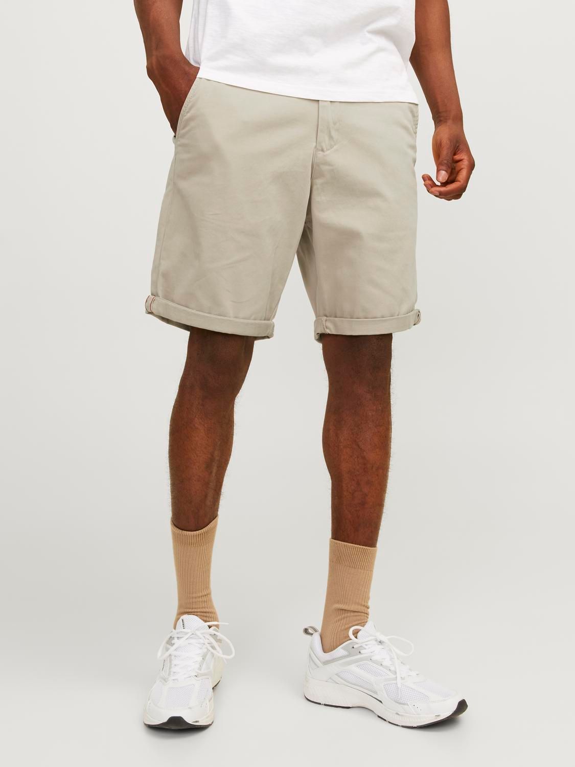 Bermuda Beige Uomo  in Cotone Regular Fit Pantaloncini chino Sabbia Crockery  vita regolare Cotone Jack&Jones BOWIE Shorts art. 12165604