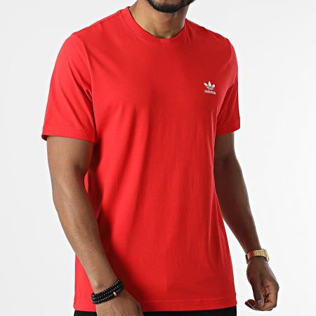 T-shirt Adidas Rossa Red Essential Minilogo ricamato rosso scarlet art. HG3906