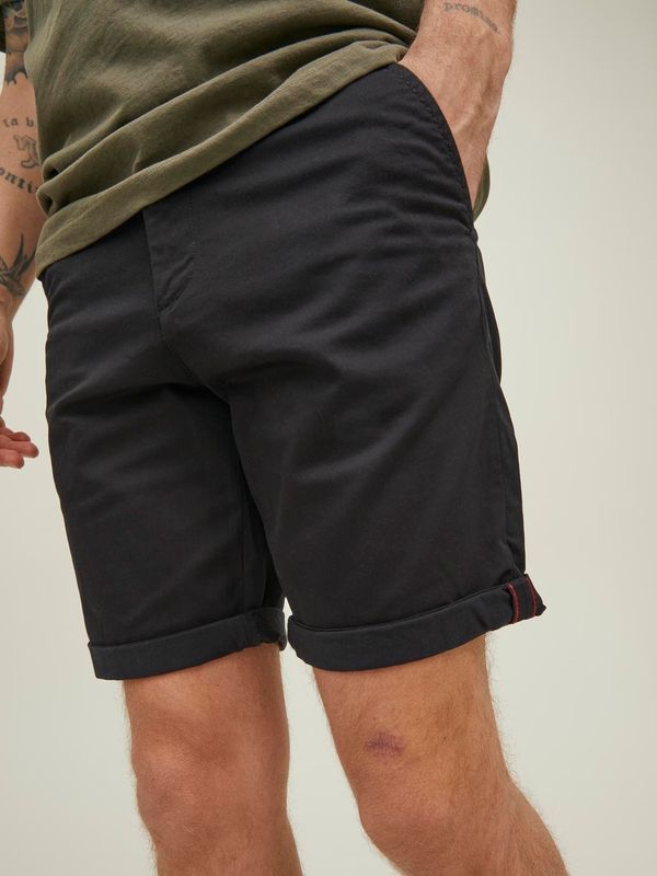 Bermuda Nero Uomo  in Cotone Regular Fit Pantaloncini chino scuri Black vita regolare Cotone Jack&Jones BOWIE Shorts art. 12165604