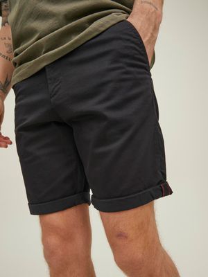 Bermuda Nero Uomo  in Cotone Regular Fit Pantaloncini chino scuri Black vita regolare Cotone Jack&Jones BOWIE Shorts art. 12165604