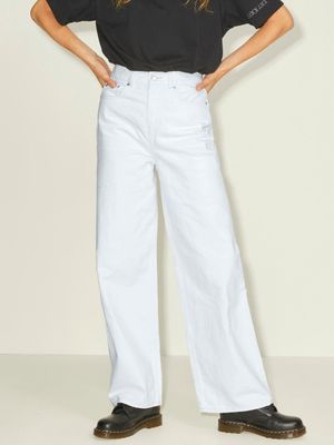 Jeans Bianco Largo Donna Palazzo  Vita Alta Tokyo Wide fit 5 tasche Denim Chiaro white JXTOKYO MR6012 art. 12207162