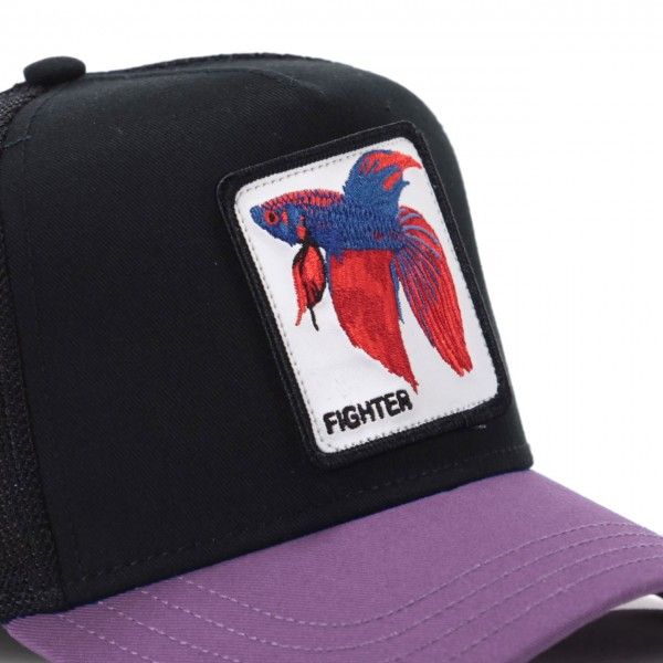 Cappello Pesce Combattente Nero Lilla  Goorin Bros  Trucker Patch fighter Betta fish Cappellino con retina black lavander art. 101 1435 LAV