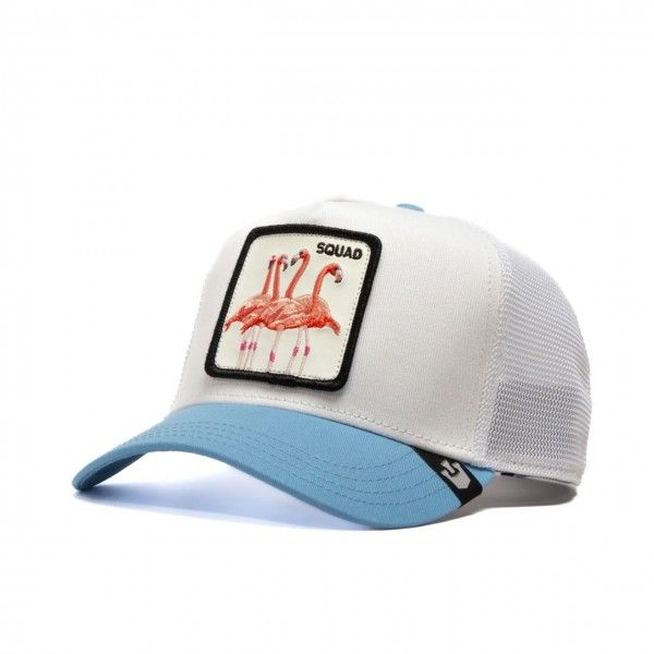 Cappello Fenicotteri Bianco Celeste Goorin Bros  Trucker Patch Squad Cappellino con retina White art. 101 1431 LBL