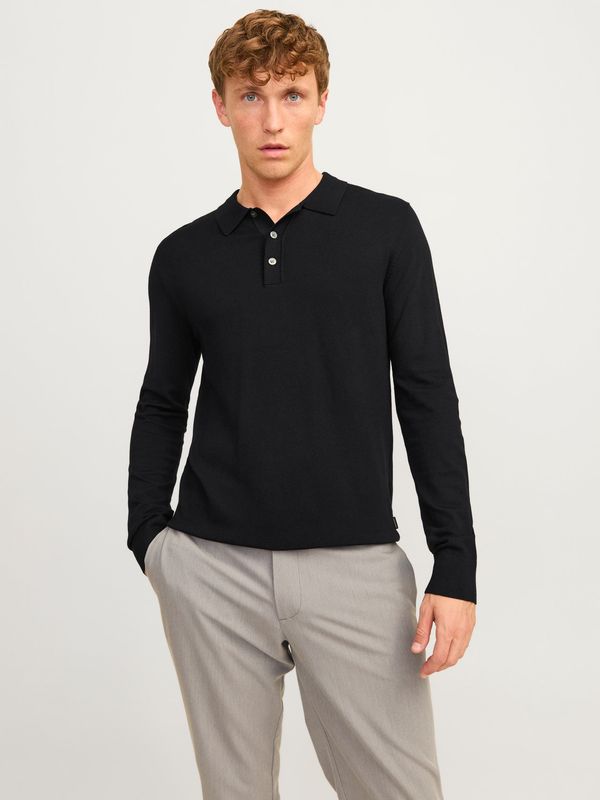 Polo Maniche Lunghe Nera Uomo in filo viscosa 100% Essential Polo Basic Manica Lunga Collo 3/4 Nero Black Jack & Jones JPRBLAWILLIAM KNIT POLO art. 12259650 Polo Maniche Lunghe Nera Uomo in filo viscosa 100% Essential Polo Basic Manica Lunga Collo 3/4 Nero Black Jack & Jones JPRBLAWILLIAM KNIT POLO art. 12259650
