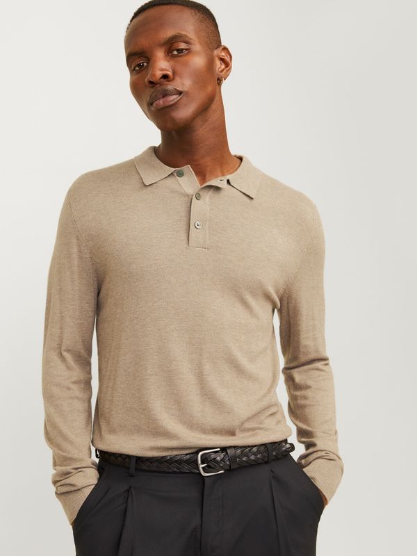 Polo Maniche Lunghe sabbia corda Uomo in filo viscosa 100% Essential Polo Basic Manica Lunga Collo 3/4 Nero Greige Melange Jack & Jones JPRBLAWILLIAM KNIT POLO art. 12259650 Polo Maniche Lunghe sabbia corda Uomo in filo viscosa 100% Essential Polo Basic Manica Lunga Collo 3/4 Nero Greige Melange Jack & Jones JPRBLAWILLIAM KNIT POLO art. 12259650
