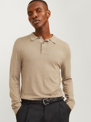 Polo Maniche Lunghe sabbia corda Uomo in filo viscosa 100% Essential Polo Basic Manica Lunga Collo 3/4 Nero Greige Melange Jack & Jones JPRBLAWILLIAM KNIT POLO art. 12259650 Polo Maniche Lunghe sabbia corda Uomo in filo viscosa 100% Essential Polo Basic Manica Lunga Collo 3/4 Nero Greige Melange Jack & Jones JPRBLAWILLIAM KNIT POLO art. 12259650
