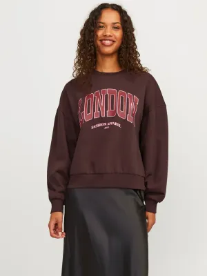 Felpa Bordò donna Relax Fit Felpata Logo London Maglia Bordeaux  Borgogne Saffras JJXX JXMERLE RLX SHORT art. 12260608