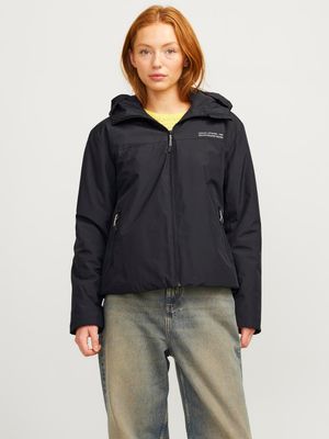 Giubbino Nero Donna Giacca Tecnica nera con cappuccio softshell mezzopeso antiacqua antivento JJXXJXMOON SHELL JACKET art. 12258687