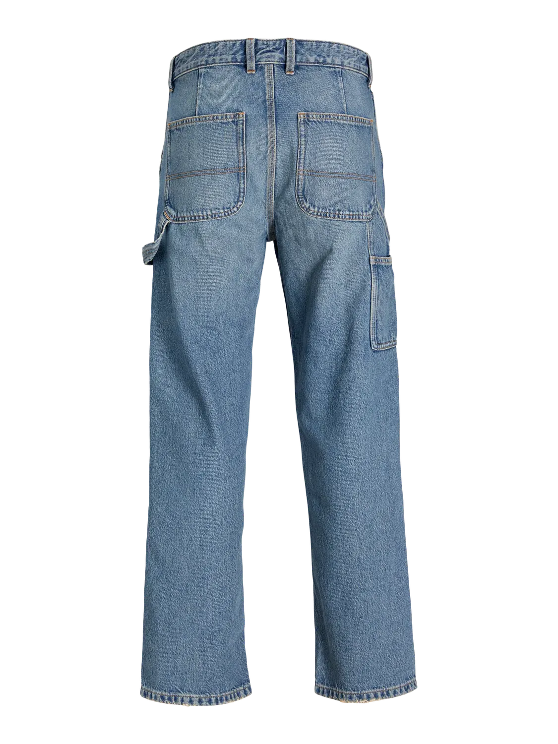 Jeans Stonewash Gamba Larga Uomo Loose Fit Tasche Carpenter