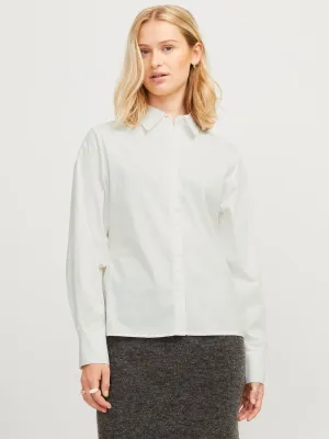 Camicia Bianca Donna Slim Fit in Cotone Popeline con elastico in vita Bianco White JJXX JXSAGA art. 12259528
