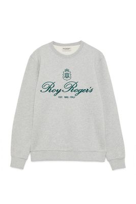 Felpa Grigia Roy Roger's Uomo Girocollo Felpata Ricamo Verde EST. 1952 Regular Fit art. RRU166CK38XXXX.C0094