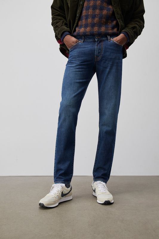 Jeans Uomo 5 Tasche 517 Lavaggio Scuro Uomo Roy Roger's 517 Pechino Regular Denim Slim Fit art. RRU075D0081503.C0999