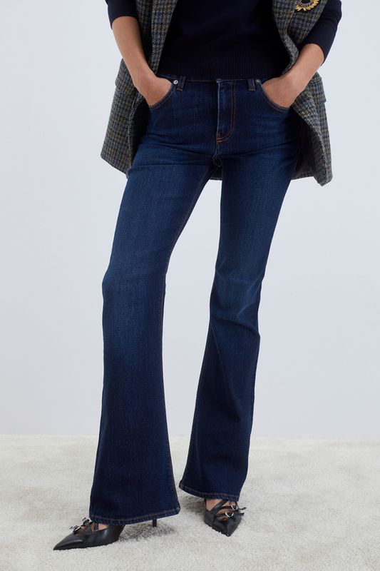 Jeans a Zampa Vita Alta Bootcut Donna Denim Scuro  flare fit Il Roy Topic ART. RND208D6572768 C0999