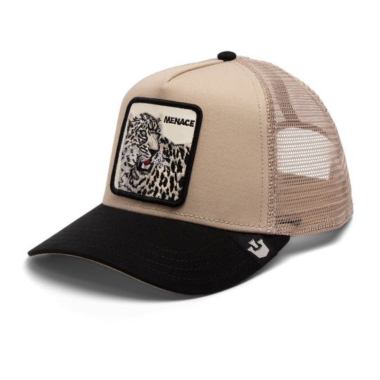 Cappello Leopardo Leopard Goorin Bros  Trucker Patch Menace Cappellino con retina Khaki beige Nero  Ivory Black art. 101 1979 TAU