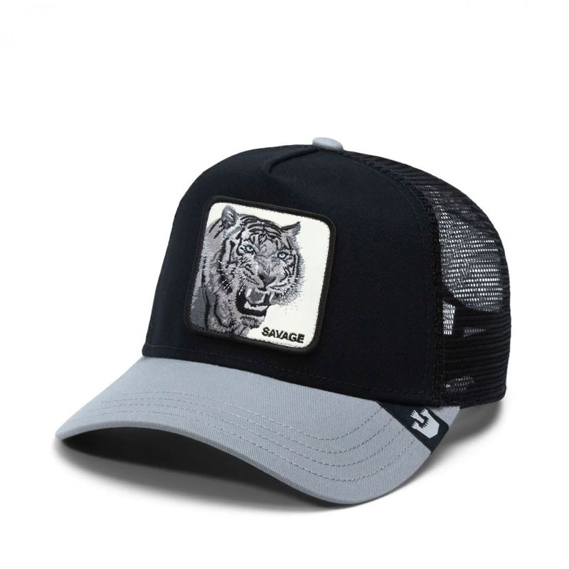 Cappello Tigre Tiger Goorin Bros Trucker Patch Savage Cappellino con retina Grey Grigio Nero Black art