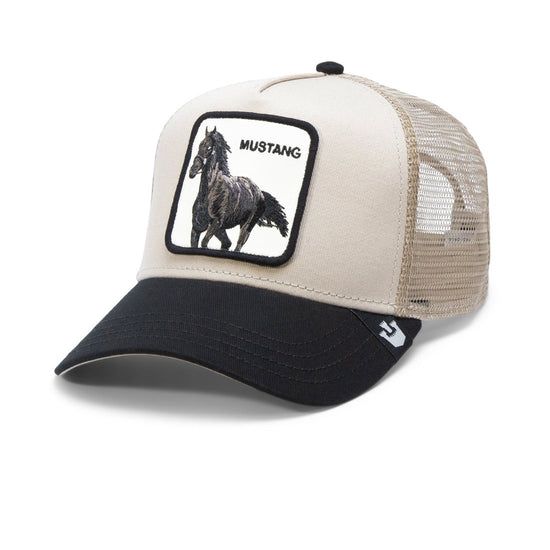Cappello Cavallo Horse Goorin Bros  Trucker Patch Mustang Cappellino con retina Khaki beige Nero  Ivory Black art. 101 1978 TAU