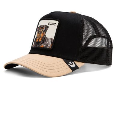 Cappello Rottweiler Dog Goorin Bros  Trucker Patch Guard Cappellino con retina Nero Black Sabbia Crema Ivory art. 101 1767 BLK