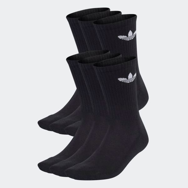 Calze Nere Adidas Calze Trefoil Cushion Crew Spugna Nero Black Originals  PACK X6 art. IJ5618