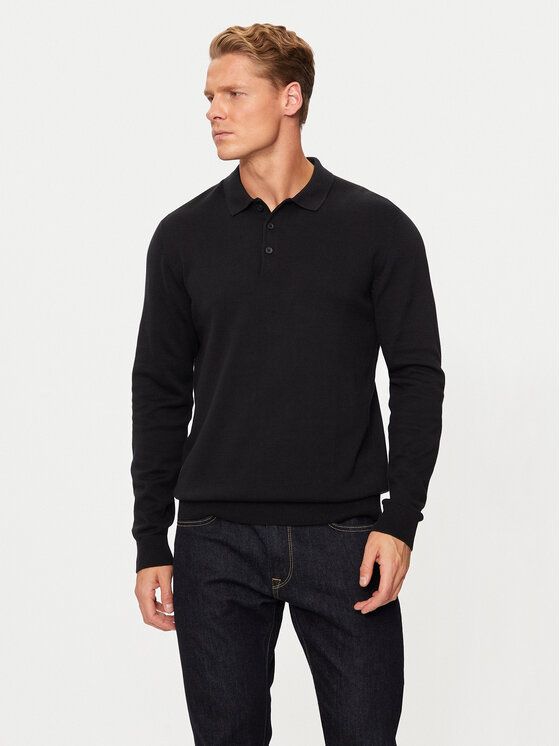 Polo Maniche Lunghe Nera Black Uomo in 100% Cotone Essential Polo Nero Basic Manica Lunga Collo 3/4 Jack & Jones JJFRED KNIT LS POLO art. 12258582 Polo Maniche Lunghe Nera Black Uomo in 100% Cotone Essential Polo Nero Basic Manica Lunga Collo 3/4 Jack & Jones JJFRED KNIT LS POLO art. 12258582