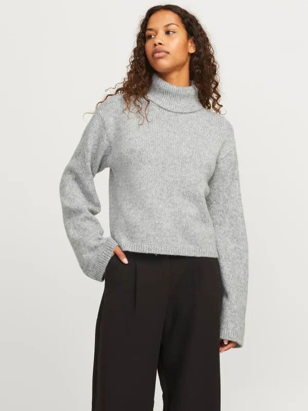 Dolcevita Grigio Donna Maglione Perla Grey Light Pullover Regular Fit maglia lavorata Collo alto JJXX JXROSANNA Melange art. 12264137 Dolcevita Grigio Donna Maglione Perla Grey Light Pullover Regular Fit maglia lavorata Collo alto JJXX JXROSANNA Melange art. 12264137