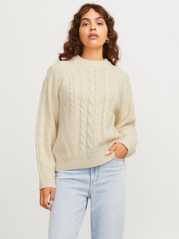 Maglione Bianco Donna Pullover treccia Latte Chiaro Loose Fit maglia lavorata girocollo Pullover JJXX JXJOSIE seedpearl art. 12255370 Maglione Bianco Donna Pullover treccia Latte Chiaro Loose Fit maglia lavorata girocollo Pullover JJXX JXJOSIE seedpearl art. 12255370