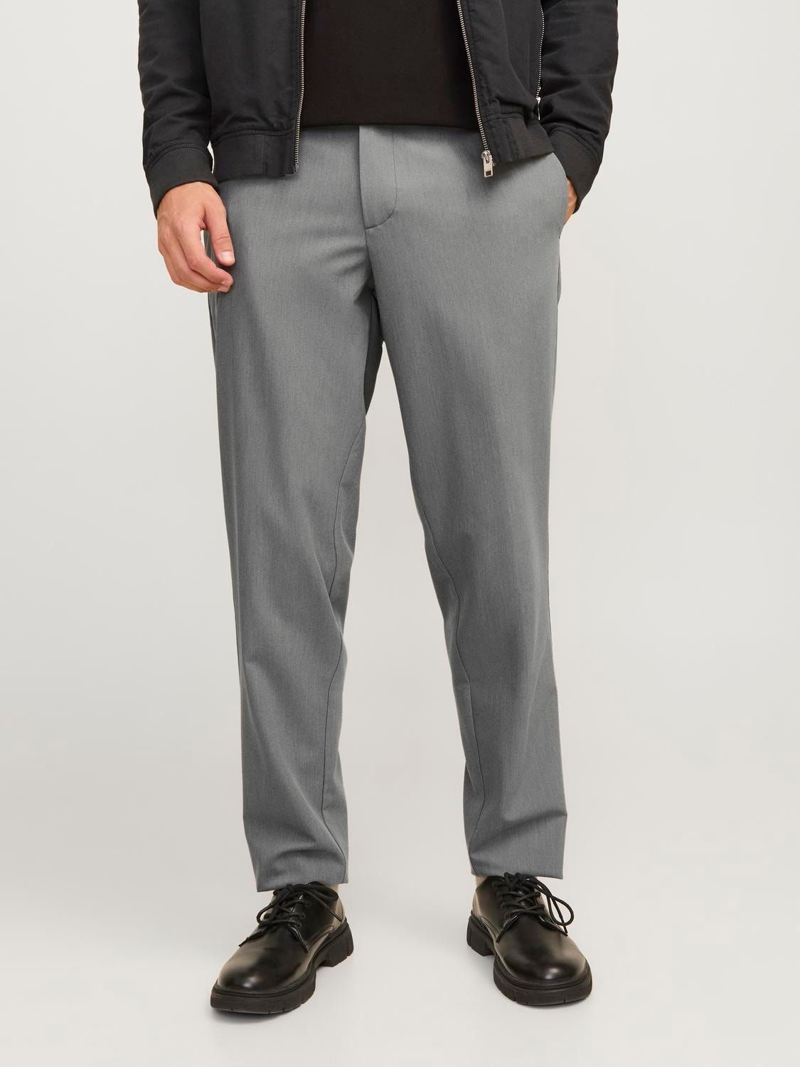 Pantalone Grigio Uomo Chino Tapered Fit Poli viscosa Pantaloni comodi comfort fit  tasche a filo Grey Jack & Jones JPSTACE CHINO art. 12260908