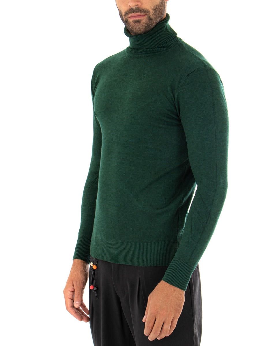 Maglia Dolcevita Verde Foresta Uomo filo viscosa sottogiacca Verdone Scuro Chiaro sottile collo alto art. MM801