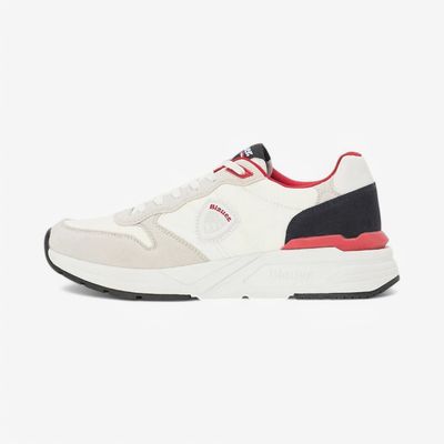 Blauer Sneakers bianche Blu Rosso Uomo Ray Camoscio tela Nylon sneakers running scarpe Bianco White art. S5RAY01/NYN WHI/NVY