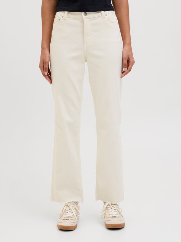 Jeans Latte a Sigaretta Straight Donna  Slim fit vita media Bianco chiaro 5 tasche fondo sfrangiato  JJXX JXLYON SLIM CROP MW C8170  art. 12269075