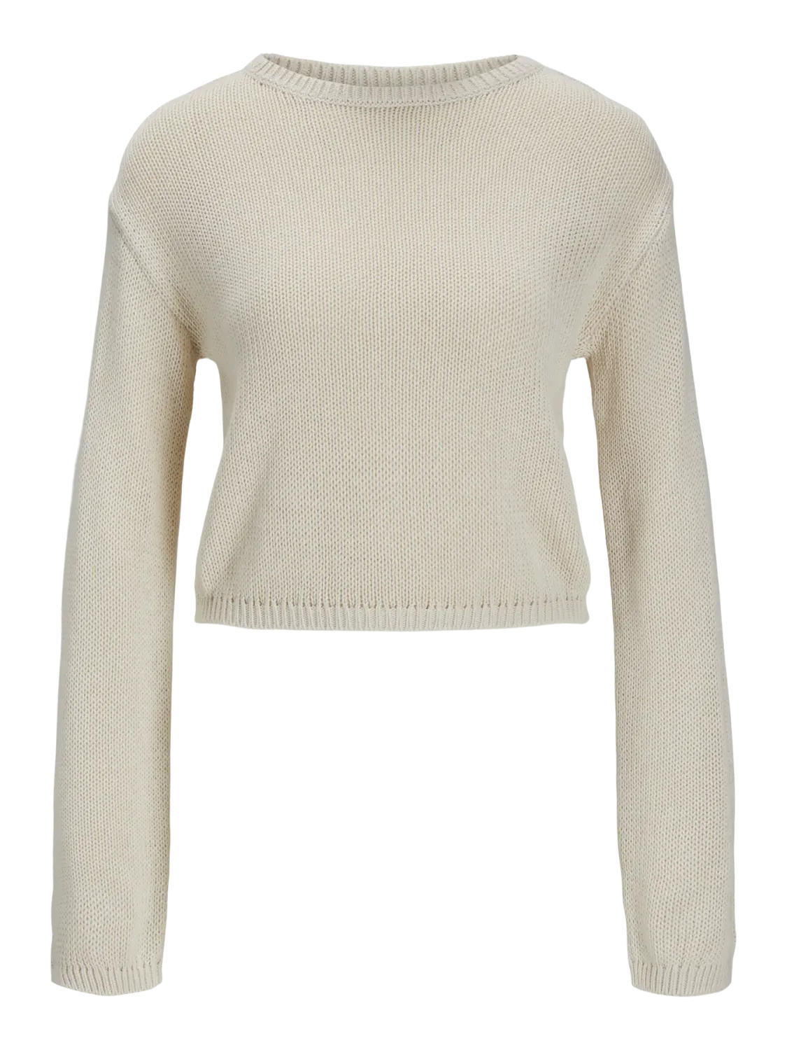 Maglia crop Beige Donna maniche lunghe  crop Fit cotone 100% maglione leggero morbido sabbia white bone  JJXX JXNOVA CREW NECK art. 12271428
