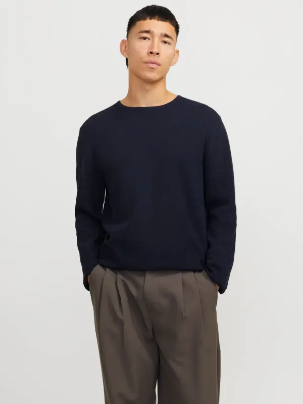 Maglione Blu scuro Leggero Uomo in Cotone Paricollo Relax fit maglia a maniche lunghe Pull Over basic Sottogiacca Navy Blue Dark Jack&Jones JJEGEORGE KNIT CREW art. 12268279 Maglione Blu scuro Leggero Uomo in Cotone Paricollo Relax fit maglia a maniche lunghe Pull Over basic Sottogiacca Navy Blue Dark Jack&Jones JJEGEORGE KNIT CREW art. 12268279