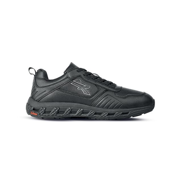 Sneakers U-Power Lifestyle Nere Heston antiscivolo eco pelle Nero fondo nero upower memory foam art. 0US20239
