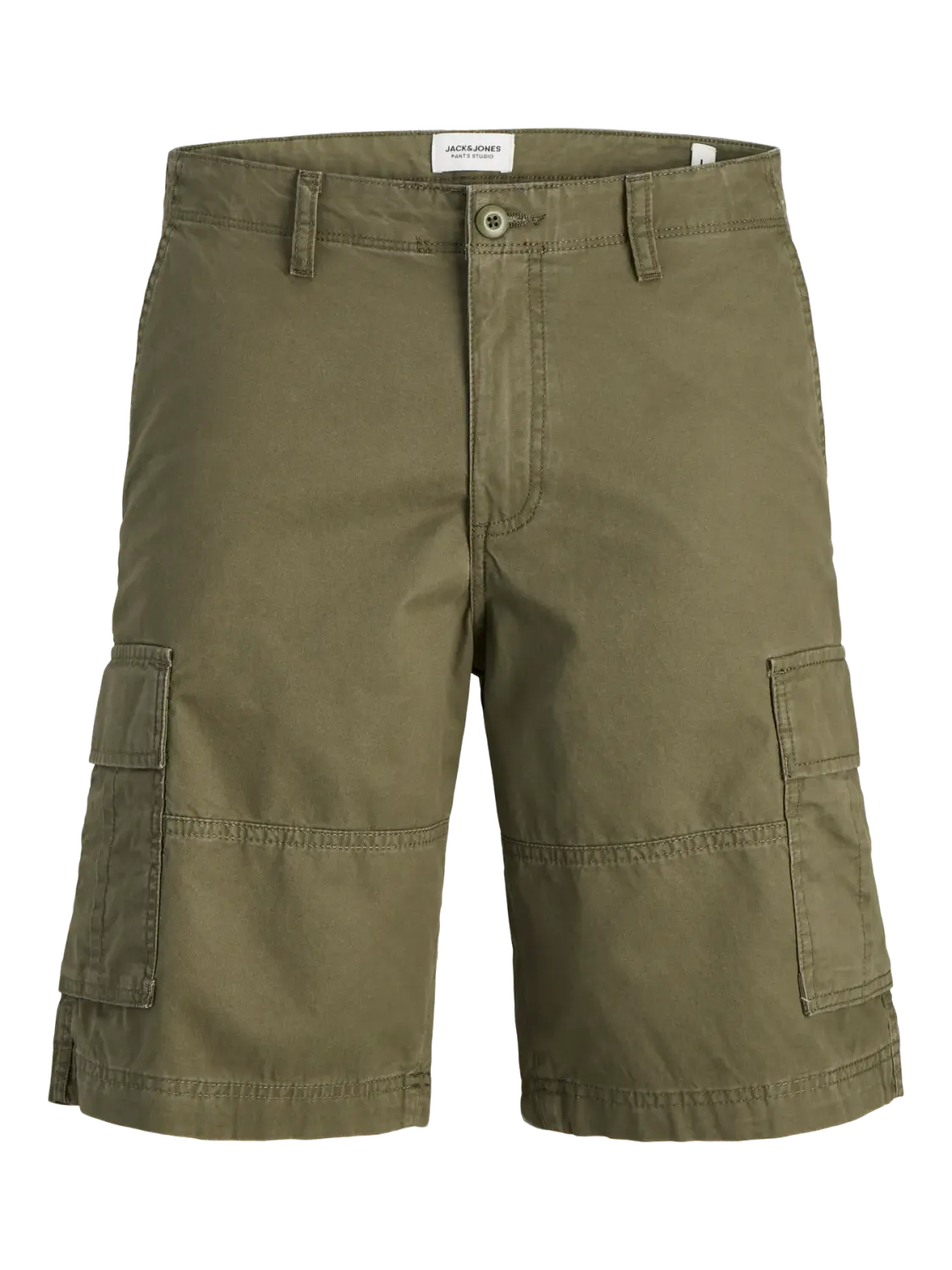 Bermuda Cargo Verdone Militare Scuro uomo relax Fit Pantaloncini Verde Oliva con tasconi Vita media 100% Cotone Jack&Jones JPSTCOLE MATEO CARGO Olive Night art. 12274389