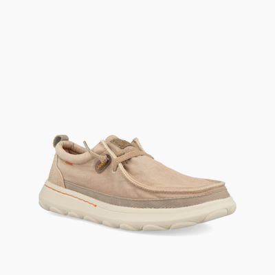 Scarpe in Tela Beige Sabbia a Mocassino Chiaro Uomo ultra Leggero Kauai Wallabe  Cotone dude suola in EVA Lacci elastici  art. JM51041A